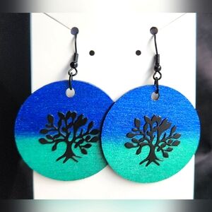 Blue & Green Metallic Earrings Handmade